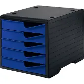 Styro Ladebox styroswing , 5 laden, uittrekstop & verzonken greep, stapelbaar, B 270 x D 340 x H 255 mm, polystyreen, zwart-blauw