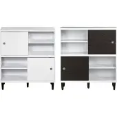Hioshop Evolution wandkast 2 deuren, 4 planken wit, zwart.