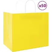 vidaXL Papieren zakken 50 st met hengsels 32x22x28 cm geel