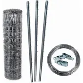 Aquagart 200m wildhek, boshek, geknoopt draadgaas 150/12/30 + palen + spandraad