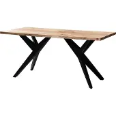 Wohnling Eettafel 200x100x76 cm, massief acaciahout, metalen frame. Eettafel in loft-stijl voor de keuken, met metalen poten. Industriële, grote eettafel