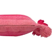 J-Line Kussen strepen+kwastjes katoen roze