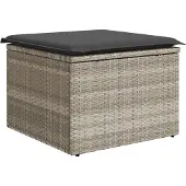 vidaXL Tuinkruk met kussen 55x55x37 cm poly rattan grijs