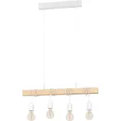 Eglo Houten hanglamp Townshend 4-lichts hout met wit