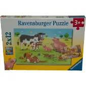 Ravensburger Gelukkige dierenfamilies- Twee puzzels van 12 stukjes - kinderpuzzel