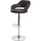 Mendler Barkruk -F16, barkruk counter kruk draaikruk, met rugleuning kunstleer ~ bruin-zwart