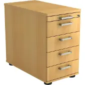 Hjh OFFICE PRO SIGNA SC50 CE - Rolcontainer Beuken Hout met 4 lades Chrome metaal handgreep