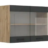 Vicco R-Line Glazen keukenkast – 80 cm Antraciet landhuis