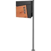 ML-Design Staande brievenbus met krantenvak 37x36,5x11 cm antraciet/houtdecor gemaakt van staal ML design, modern asymmetrisch ontwerp, stahoogte 120 cm zilver