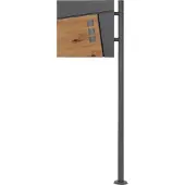 ML-Design Staande brievenbus met krantenvak 37x36,5x11 cm antraciet/houtlook van staal ML design, modern asymmetrisch ontwerp, stahoogte 120 cm antraciet