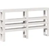 vidaXL Hoofdbord met schappen 150 cm massief grenenhout wit