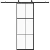 vidaXL Schuifdeur met beslagset 76x205 cm ESG glas zwart