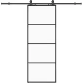 vidaXL Schuifdeur met beslag, zwart, 76x205 cm, veiligheidsglas