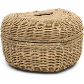 Rivièra Maison Opbergmand hartje Bruin - Heart Mandje met deksel - Rattan - (LxBxH) 25x23x15