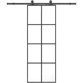vidaXL Schuifdeur met beslagset 76x205 cm ESG glas zwart