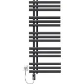LuxeBath Badkamer radiator middenaansluiting 500x1200 mm zwart mat met verwarmingselement 900W
