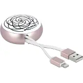 DeLOCK USB Retractable Cable Type-A to Lightning white / pale pink