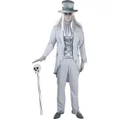 Boland verkleedpak Ghost Groom heren polyester wit 5-delig