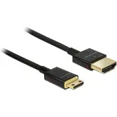 DeLOCK Dunne Premium Mini HDMI - HDMI kabel - versie 2.0 (4K 60Hz) / zwart - 1 meter