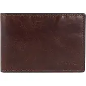 Fossil Leer portemonnee Derrick Money Clip Bifold Dark Brown bruine