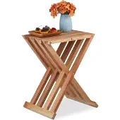 Relaxdays bijzettafel inklapbaar - walnotenhout - 44,5 x 34 x 28 cm - klaptafel - balkontafel