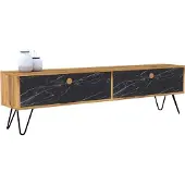 Skye Decor Stijlvol Woody Fashion TV-meubel | 100% Melamine coating | Metalen frame | Atlantic Pine Zwart.
