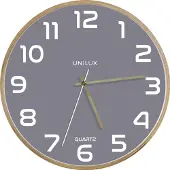 Unilux Baltic wandklok, diameter 30,5 cm, houten frame, grijs