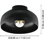 Eglo Plafondlamp E27 | Mogano 2 | Ø 28 cm | IP20 | Zwart