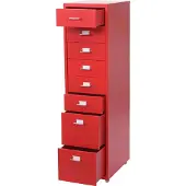 MCW Trolley kast Boston T851, stalen ladekast, 110x28x41cm 8 laden ~ rood