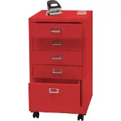 MCW Verrijdbare ladekast -L49, stalen ladekast archiefkast, metaal 75x40x41cm 5 laden ~ rood
