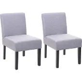 MCW Set van 2 eetkamerstoelen -F61, loungestoel, stof/textiel ~ grijs