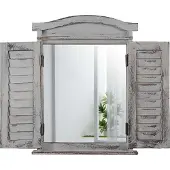 MCW Wandspiegel raam met luiken 53x42x5cm ~ grijs shabby