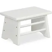 Relaxdays opstapkrukje - bamboe - tot 100 kg - 20 x 33 x 21,5 cm - plantenkrukje - wit