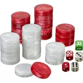 Philos Backgammon speelstukken set Medium 28 mm rood/wit