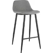 Meet by Paperflow Barkruk, B 500 x D 450 x H 950 mm, voetsteun, gestoffeerd, zwart, stoffen bekleding grijs, set van 2