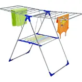 MSV Opvouwbaar Droogrek - Ruimtebesparend Wasrek - Inklapbaar Droogstandaard - 61x96x144cm - RVS - Wit