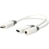 Ginza.se USB-C adapter | USB 2.0 | USB-C stekker USB-C vrouwelijk / 3,5 mm vrouwelijk | 0,10 m | Rond | Verguld | PVC | Wit | Doosje