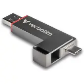 Verbatim Dual QuickStick USB-stick Retail 1 TB Zilver 32043 USB-C 3.2 Gen 1, USB-A 3.2 Gen 1
