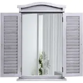 Mendler Wandspiegel Badkamerspiegel Badkamerspiegel venster met luiken, 71x46x5cm ~ shabby grijs