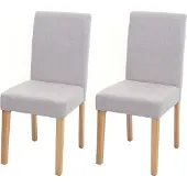 MCW Set van 2 eetkamerstoelen Keukenstoel Littau ~ textiel, crème-beige, lichtgekleurde poten