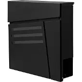 MCW Brievenbus -B28, brievenbus voor wandmontage Brievenbus Krantenvak, poedercoating ~ zwart