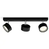 Philips Bracia LED plafondspot met 3 lampen, zwart, zwart, Woon-/ Eetkamer, Aluminium, Modern
