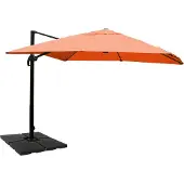 Mendler Zweefparasol -A96, 3x4m (Ø5m) polyester aluminium/staal 26kg ~ terracotta met voet