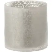 J-Line Windlicht cilinder craquele glas grijs small
