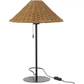 J-Line Tafellamp metaal/rattan zwart/naturel