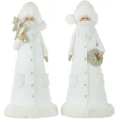 J-Line kerstfiguur Large wit/goud - polyresin - 2 stuks - 13,5 x 11 x 30 cm