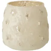 J-Line T-lichthouder ster glas antiek zilver small