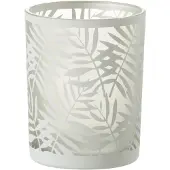 J-Line Windlicht bladeren glas wit medium