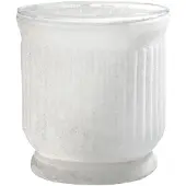 J-Line Theelichthouder streep glas wit 9x9x9,5cm