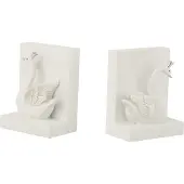 J-Line Set 2 boekensteun poly wit/zilver